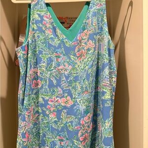Floral Blue and Pink Reversible Sleeveless Top